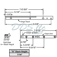 10inch Casement Hinge Arm - Track 28-15-72-set-low 1