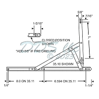 16-1/8&quot; Egress/Washability 4-Bar Hinge 224ss Series 28-16.2-02 1