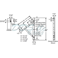 26 inch  LH Awning Hinge Assembly 28-26-14LH 1