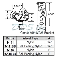 Wood Closet Bi Pass Door Hanger 3-140 1