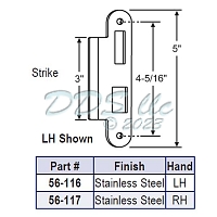 LH Latch-Deadbolt Strike 56-116
