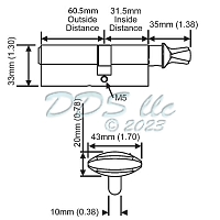 Hoppe 90 degree Key Cylinder 3442402 2