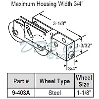 Tandem Patio Door Roller 9-403a 2