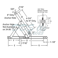8&quot; Anderberg 201 Stainless Steel 4-Bar Hinge w/ Stop 28-8-2-03 2