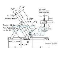 16&quot; Anderberg 201 Stainless Steel Hinge w/ Stop 28-16-2-07 2