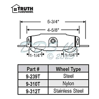 Truth Tandem Patio Door Roller 9-239T 1