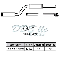4-6ft  Hex Ball Telescoping Pole 39-199