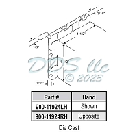 Right Hand Corner Key, Die Cast  900-11924rh
